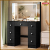 Dressing Table Large LED Mirror 7 Drawers Vanity Makeup Desk Set Bedroom Dresser