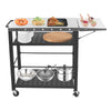 Foldable Stainless Pizza Oven Table Three-Shelf Garden Food Trolley Grill Cart