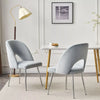 Dining Chair Thick Upholstered Kitchen Chair with Metal Legs Light Grey Set of 2