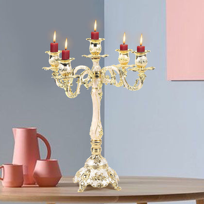 5 Arms Vintage Candle Holder Metal Candlestick Wedding Candleabra Centrepiece