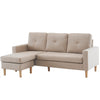 Modern L-Shaped Corner Sofa with Footstool Fabric 2 3 Seater Sofa Couch Beige