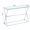Tempered Glass Side Console Table Hallway Rectangular Desk X Shape Metal Frame