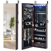 LED Lights Jewelry Cabinet Lockable Wall/Door Mounted Jewelry Armoire W/ Mirror
