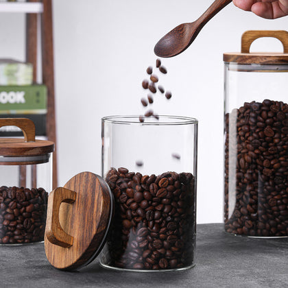 1000ml Glass Storage Jars with Bamboo Lids Airtight Kitchen Storage Jar Pot