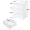 White Bedside Table with 3 Drawers Large Storage Nightstand Table 45x35x60.5cm