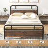 Double Size Bed Frame Heavy-duty Platform Bed Industrial Bed Base w/headboard