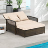 Patio Rattan Daybed 2-Piece Outdoor Wicker Loveseat Sofa Furniture