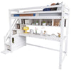 Single Pinewood Loft Bed Frame High Sleeper Bunk Bed w/ Storage Stair Study Desk