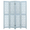 COSTWAY 4-Panel Wooden Room Divider 165cm Folding Privacy Screen