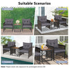 3 Piece Rattan Conversation Set Patio Wicker Chairs and Coffee Table Set