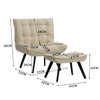 Upholstered Velvet Fabric Armchair and Footstool Adjustable Back Lounge Chair UK