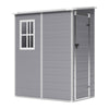 5x4ft Lean To Garden Shed Plastic Storage Tool House Pent Roof & Windor, Grey UK