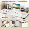 Computer Desk Home Office Desk with Floating Desktop & Dual Drawers White