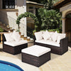 4-Piece Patio Furniture Set Outdoor Rattan Wicker Sofa & Ottoman Set w/Table