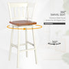 2X Swivel Height Bar Stools Solid Rubber Wood Dining Chairs w/ Footrest Backrest