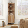 172 cm Tall Corner Bookcase with 2 Doors & 4 Open Shelves-Natural