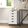 Mobile Vertical Filing Cabinet with 5 Drawers for Home Office, White