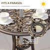 3 PCs Aluminium Garden Coffee Table Set w/ Parasol Hole & Cushions