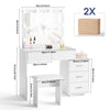 White Dressing Table with LED Lights Mirror 5 Drawers Stool Cabinet Make up Desk