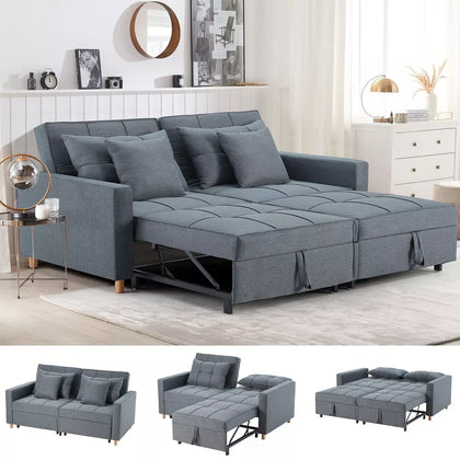 2-Seater Sofa Bed Convertible Chair Double Sleeper 3-in-1 Pull Out Chair