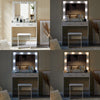 White Dressing table LED With Clear Glass Top Makeup Desk Drawers Stool Vanity