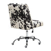 Black White Spotted Printed Velvet Office Chair Swivel Adjustable Desk Cow Seat