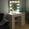 Modern LED Lights Dressing Table 6 Drawer Makeup Vanity w/ Large Mirror Set Desk