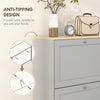 Narrow Shoe Cabinet with 3 Flip Drawers for 18 Pairs of Shoes Grey