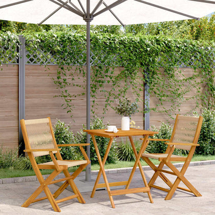 3 Piece Bistro Set Beige Polypropylene and Solid Wood S7H5