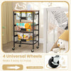 4-Tier Kitchen Storage Cart on Wheels with Pull-out Baskets-Black