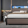 DOUBLE BED FRAME WITH LED LIGHTS, 4 DRAWERS, CHARGING STATION METAL PLATFORM BED