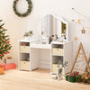 Kids Vanity Table & Chair Set 2-in-1 Princess Pretend Play Makeup Vanity Desk
