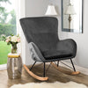 Solid Wood Rocking Chair Upholstered Linen/Velvet Fabric High Back Lounge Seat