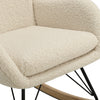 Modern Rocking Chair Fabric Upholstered Relax Rocker Lounge Chair Wingback Beige