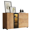 SIDEBOARD SIDE CABINET WITH 3 DRAWER STORAGE & LED OPEN SHELVES FOR LIVING ROOM