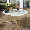 80cm Oglesby Coffee Table White Marble Gold Legs