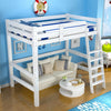 Heavy-Duty High Loft Bed with Stair Kids Teens White 3ft Single Cabin Bed Frames