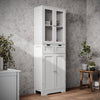 White Bathroom Wooden Free Standing 2 Drawers With 4 Doors Storage Cabinet Unit