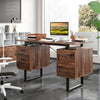 Computer Desk Home Office Desk with Floating Desktop & Dual Drawers Rustic Brown