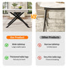 Extendable Dining Table 120-160x80x76.5cm, White Marbled MDF, Black Crossed Legs