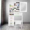 4 Drawers Dressing Table Set Makeup Desk with LED Mirror Stool Shelf Dogxkmzloxh