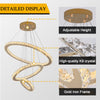 Gold Crystal Pendant Lights Chandelier LED Ceiling Light Dimmable Remote 3 Rings