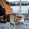 Camp Wood Stove Tent Wood Burning Stove Log with Chimney Pipe Side Racks Gloves