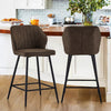 2 Pcs PU Bar Stools Kitchen Chair Seat Height 66cm Brown Beige grey