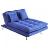 3 Seater Sofa Bed Blue Velvet Recliner Sofabed Click Clack Metal Leg Tufted Back