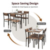 5 Piece Dining Table and Chairs Set Metal Wood Compact Set Table+4 Chairs Brown