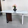 Morden White Fort Dining Table with Metal Pedestal Sintered Stone Dining Table