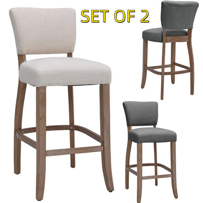 2pcs Modern Wood Bar Chairs Counter Kitchen Cafe Stools Dining Barstools
