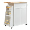 Rolling Kitchen Cart Island Cupboard Serving Utility Trolley Drawer w/ Wine Rack