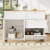 Kitchen Storage Trolley, Rolling Island Cabinet with Drop-Leaf Tabletop, White
